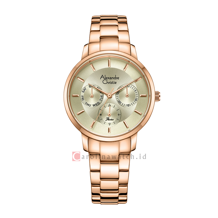 Jam Tangan Alexandre Christie Passion AC 2A88 BFBRGGR Women Grey Dial Rose Gold Stainless Steel Strap