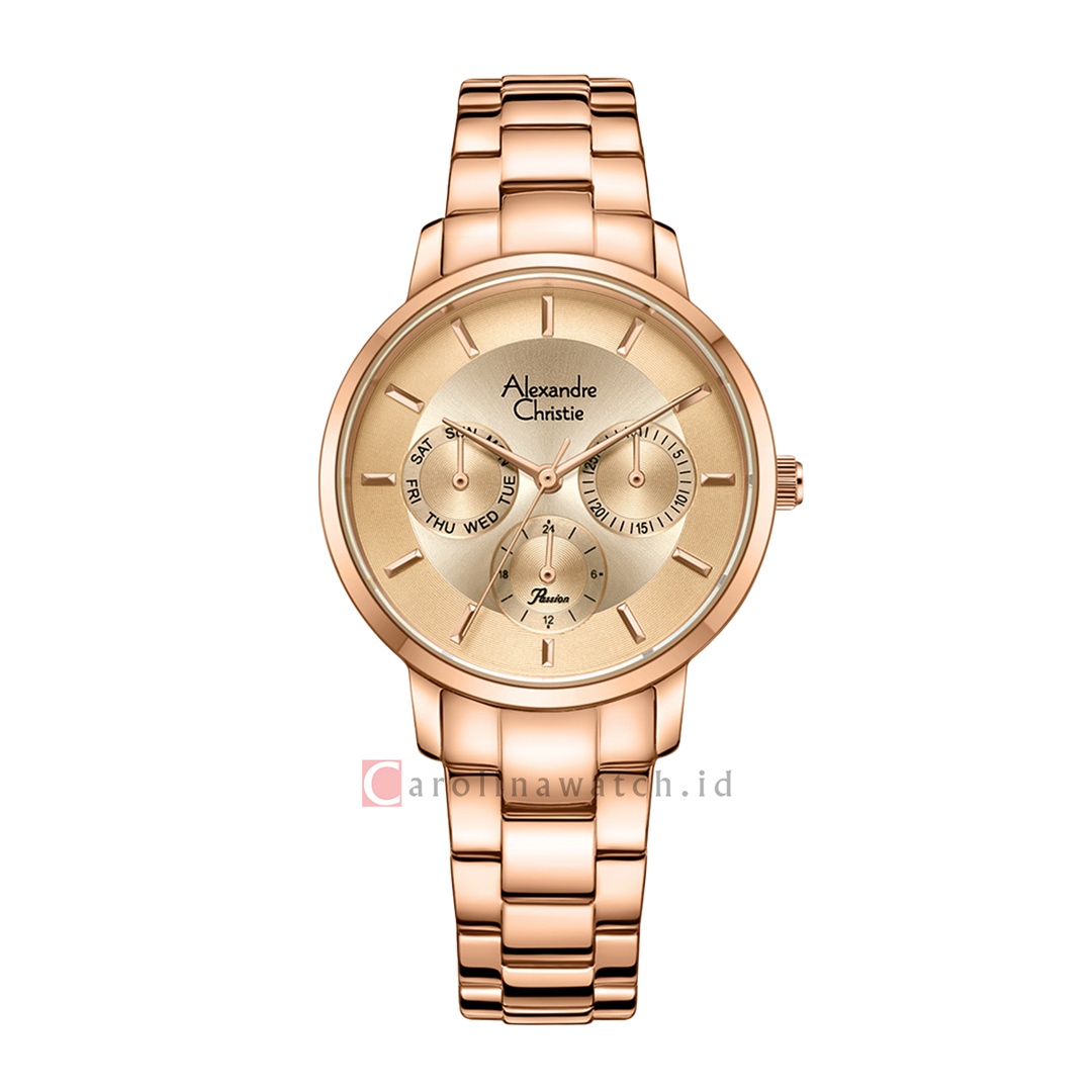 Jam Tangan Alexandre Christie Passion AC 2A88 BFBRGRG Women Rose Gold Dial Rose Gold Stainless Steel Strap