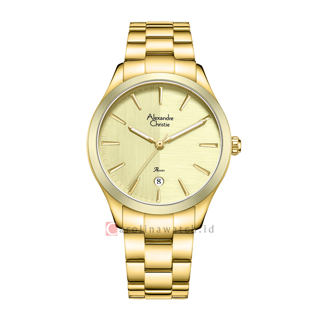 Jam Tangan Alexandre Christie Passion AC 2A90 LDBGPIV Women Gold Dial Gold Stainless Steel Strap