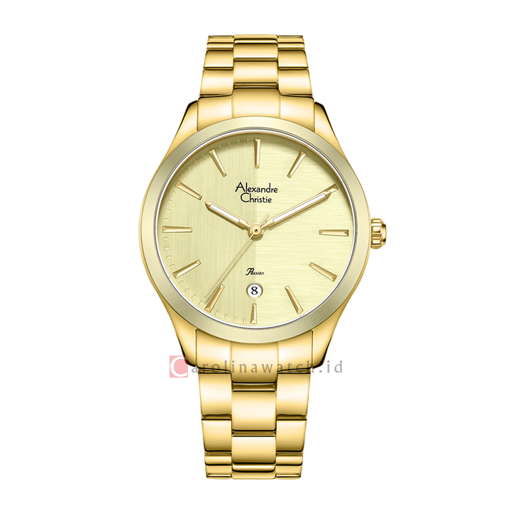 Jam Tangan Alexandre Christie Passion AC 2A90 LDBGPIV Women Gold Dial Gold Stainless Steel Strap