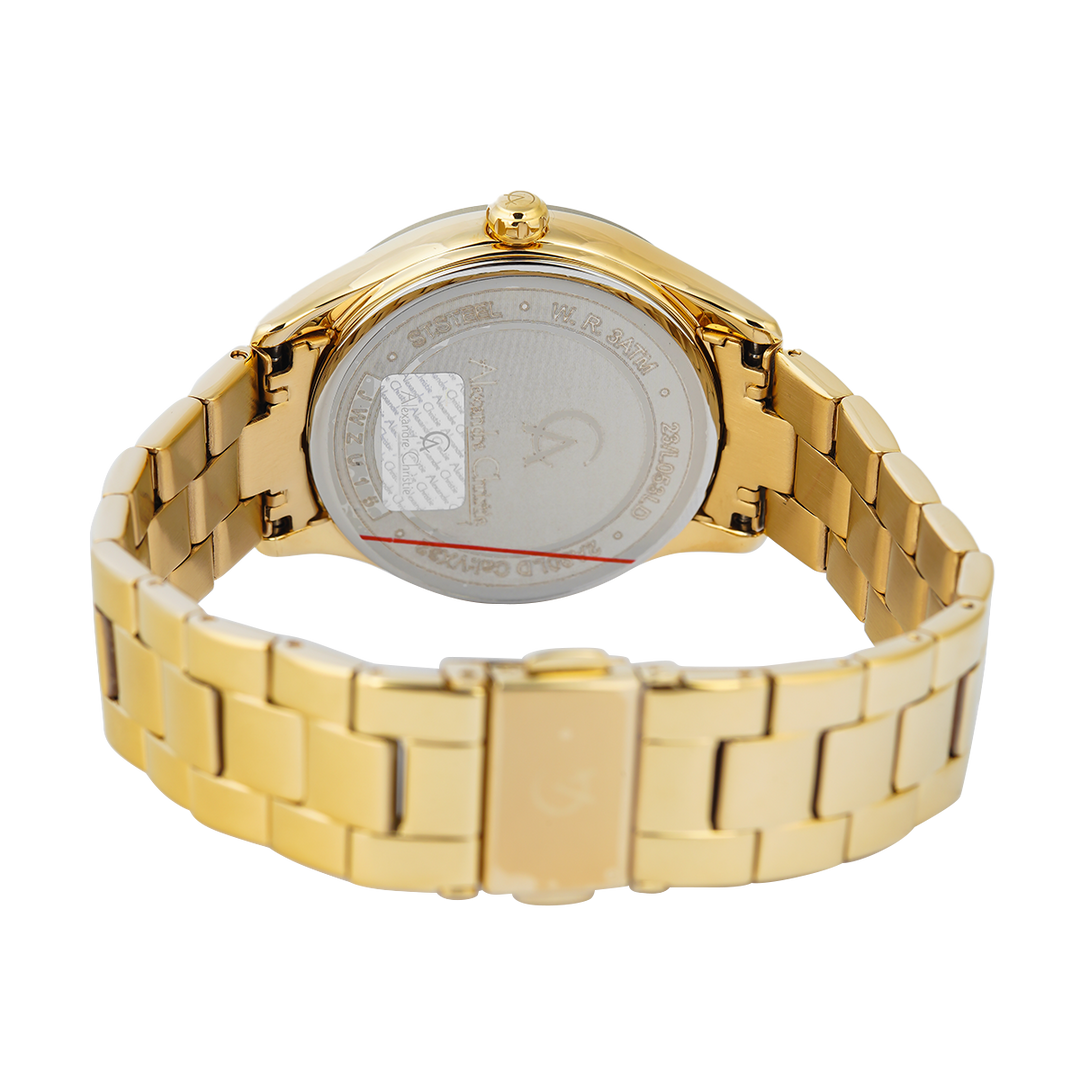 Jam Tangan Alexandre Christie Passion AC 2A90 LDBGPIV Women Gold Dial Gold Stainless Steel Strap