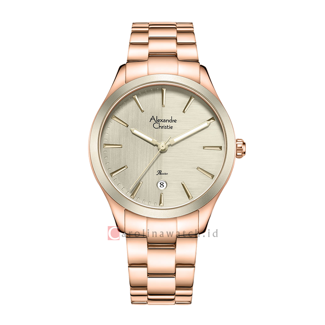 Jam Tangan Alexandre Christie Passion AC 2A90 LDBRGGR Women Grey Dial Rose Gold Stainless Steel Strap