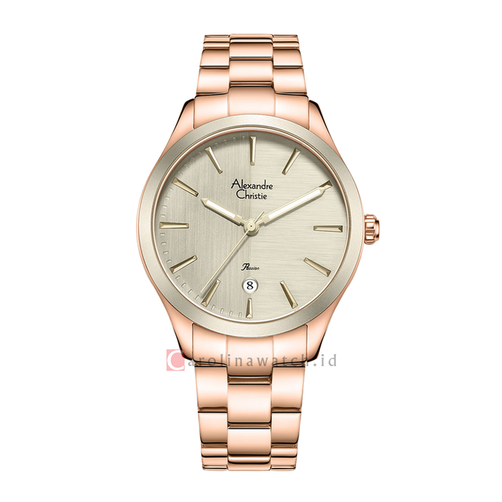 Jam Tangan Alexandre Christie Passion AC 2A90 LDBRGGR Women Grey Dial Rose Gold Stainless Steel Strap