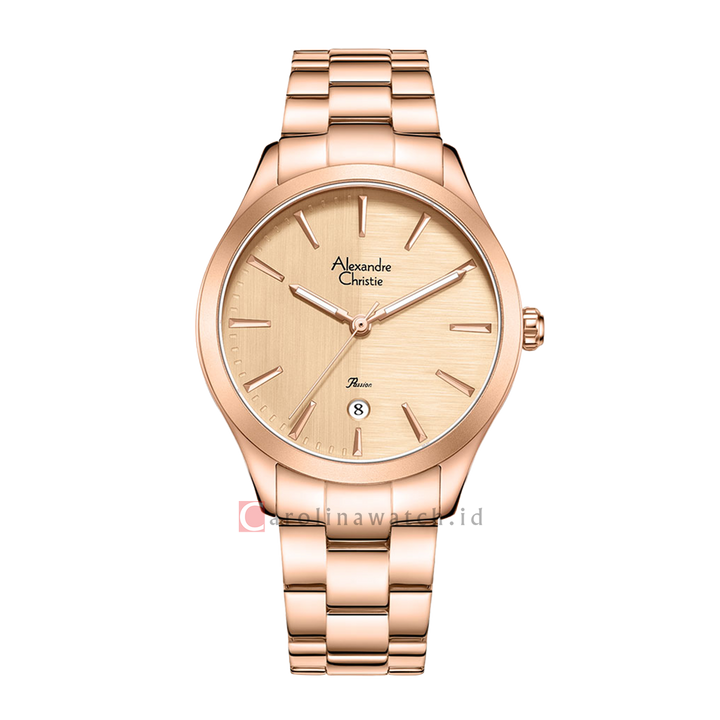 Jam Tangan Alexandre Christie Passion AC 2A90 LDBRGRG Women Rose Gold Dial Rose Gold Stainless Steel Strap