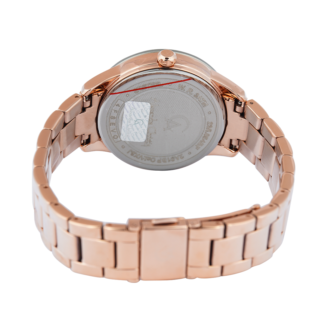 Jam Tangan Alexandre Christie Passion AC 2A91 BFBRGLG Dawn Women Light Grey Glitter Dial Rose Gold Stainless Steel Strap