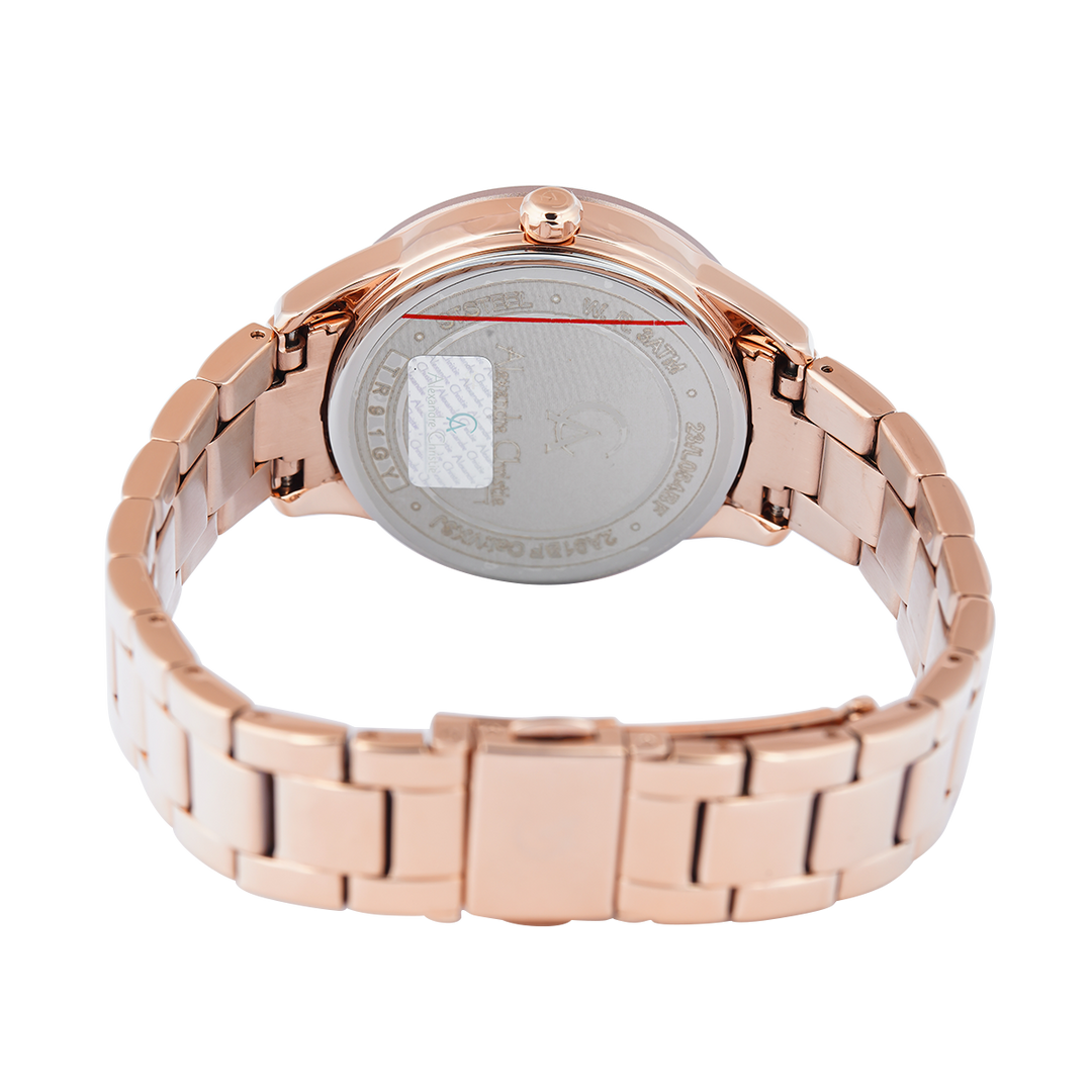 Jam Tangan Alexandre Christie Passion AC 2A91 BFBRGPN Dawn Women Pink Glitter Dial Rose Gold Stainless Steel Strap