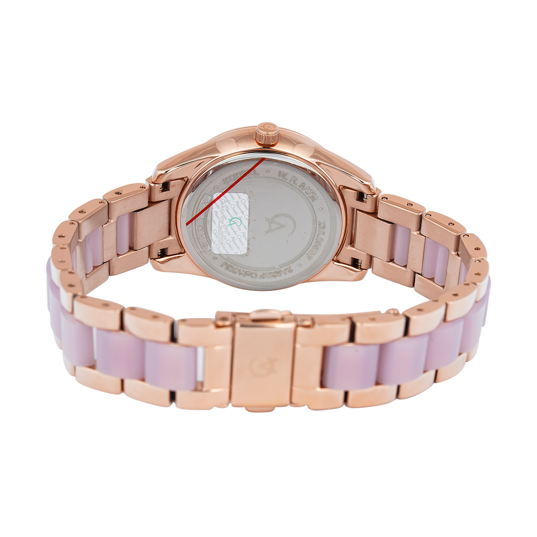 Jam Tangan Alexandre Christie Passion AC 2A92 BFBRGPN Women Pink Dial Dual Tone Stainless Steel Strap