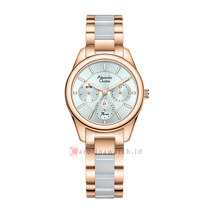 Jam Tangan Alexandre Christie Passion AC 2A92 BFBRGSL Women Silver Dial Dual Tone Stainless Steel Strap