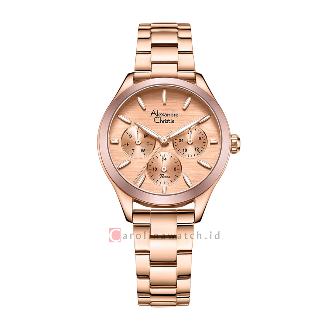 Jam Tangan Alexandre Christie Passion AC 2A93 BFBRGLKRG Women Rose Gold Dial Rose Gold Stainless Steel Strap