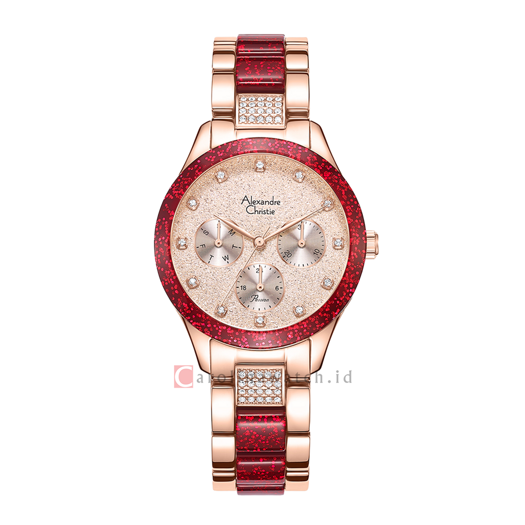 Jam Tangan Alexandre Christie Passion AC 2A93 BFBRGLNRE Women Rose Gold Dial Dual Stainless Steel Strap