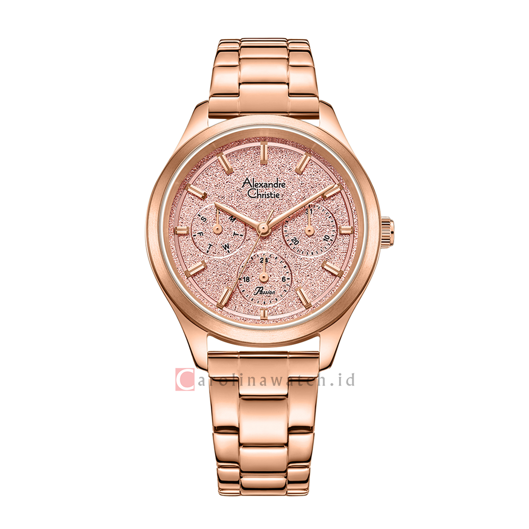 Jam Tangan Alexandre Christie Passion AC 2A93 BFBRGPN Women Pink Dial Rose Gold Stainless Steel Strap
