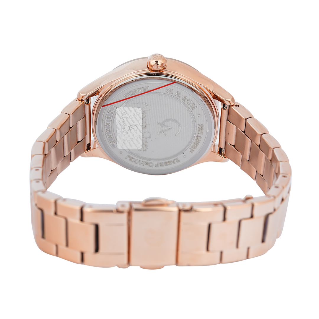 Jam Tangan Alexandre Christie Passion AC 2A93 BFBRGRGLG Women Light Gold Dial Rose Gold Stainless Steel Strap