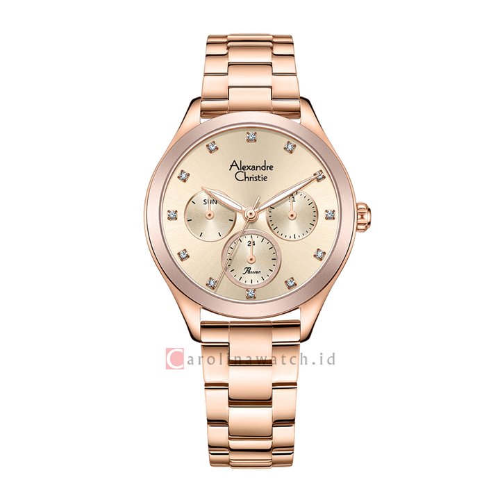 Jam Tangan Alexandre Christie Passion AC 2A93 BFBRGRGPN Women Rose Gold Dial Rose Gold Stainless Steel Strap