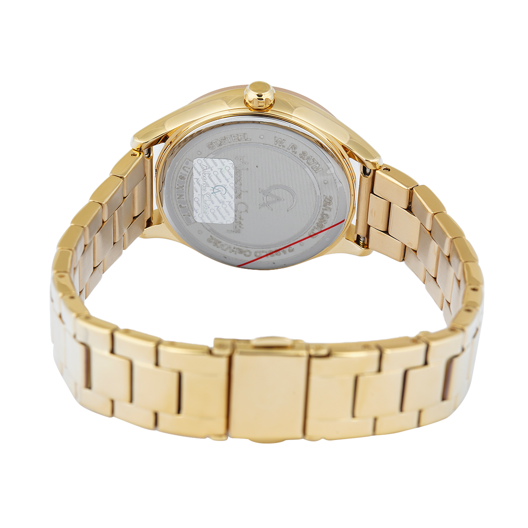 Jam Tangan Alexandre Christie Passion AC 2A93 LDBGPIV Dawn Women Gold Glitter Dial Gold Stainless Steel Strap