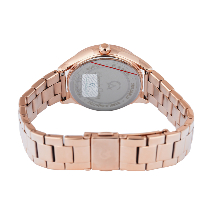 Jam Tangan Alexandre Christie Passion AC 2A93 LDBRGRG Dawn Women Rose Gold Glitter Dial Rose Gold Stainless Steel Strap