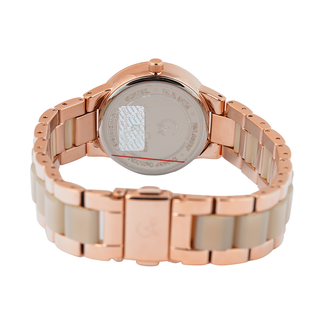 Jam Tangan Alexandre Christie Passion AC 2A94 BFBRGGR Women Grey Dial Dual Tone Stainless Steel with Ceramic Strap