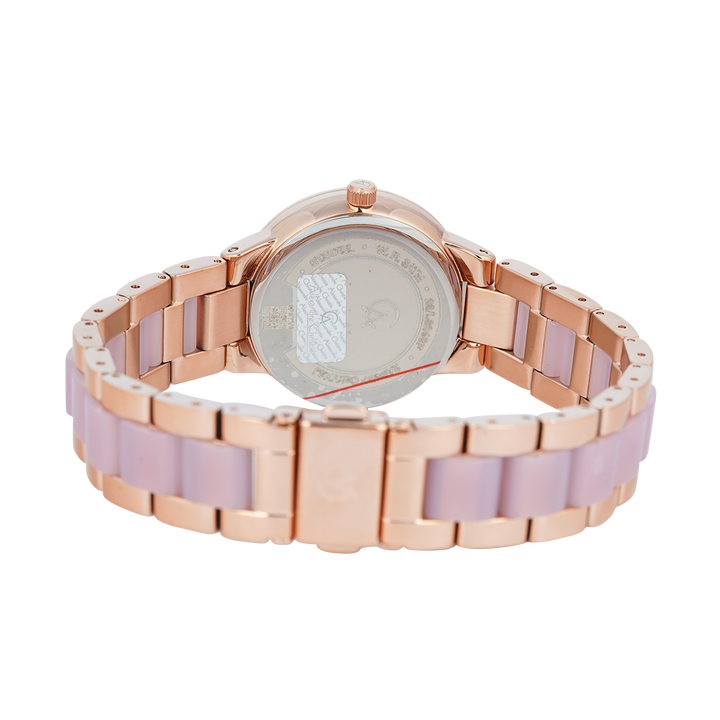 Jam Tangan Alexandre Christie Multifunction AC 2A94 BFBRGLK Women Light Pink Dial Dual Tone Stainless Steel Acetate Strap