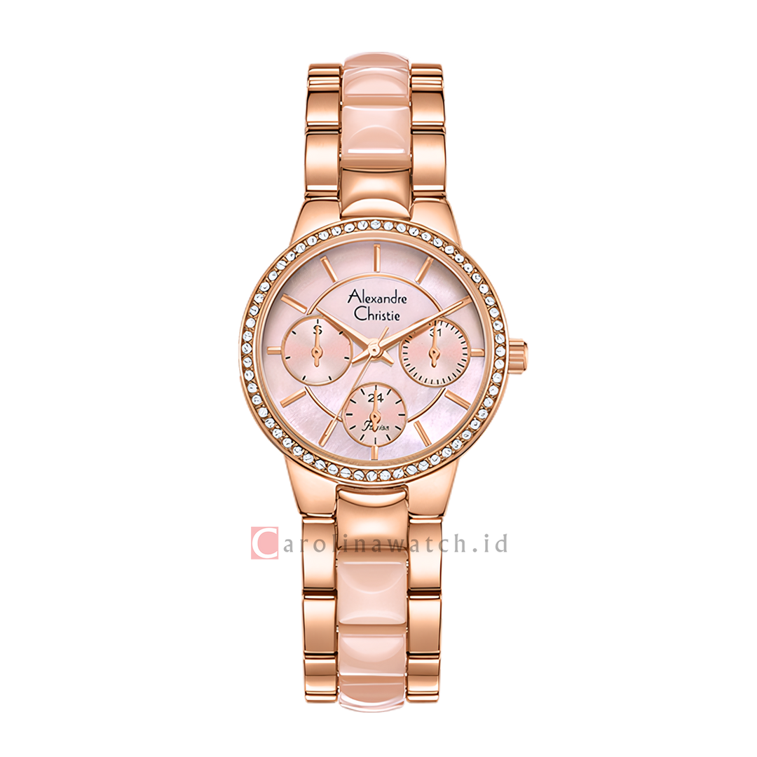 Jam Tangan Alexandre Christie Passion AC 2A94 BFBRGMN Women Pink Dial Dual Tone Stainless Steel Strap