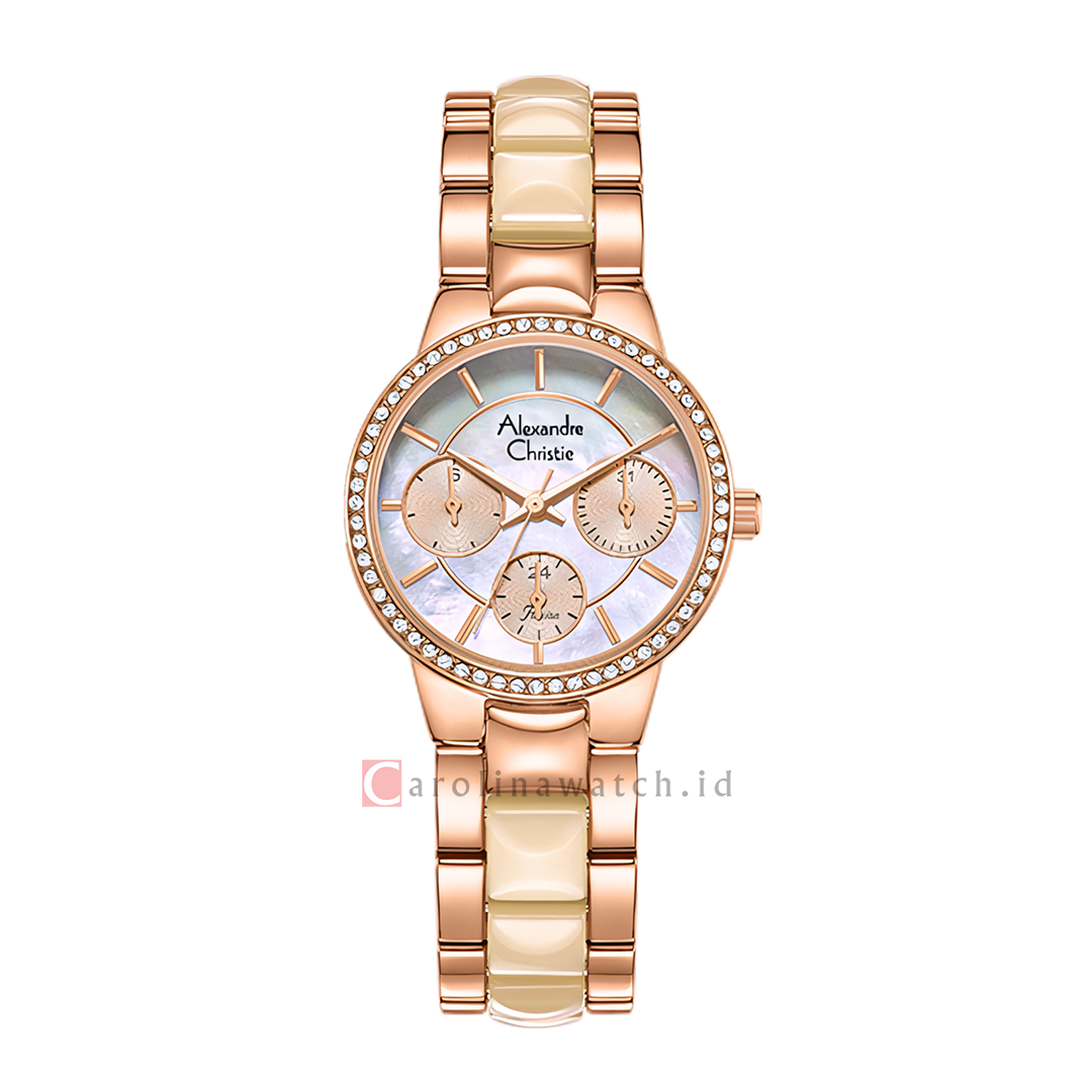 Jam Tangan Alexandre Christie Passion AC 2A94 BFBRGMO Women Mother of Pearl Dial Dual Tone Stainless Steel Strap