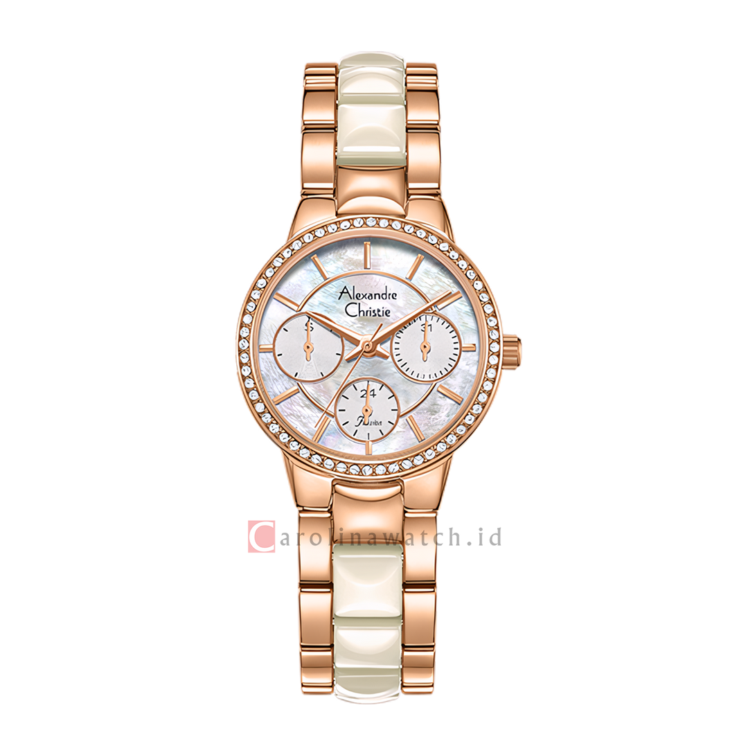 Jam Tangan Alexandre Christie Passion AC 2A94 BFBRGMS Women Mother of Pearl Dial Dual Tone Stainless Steel Strap