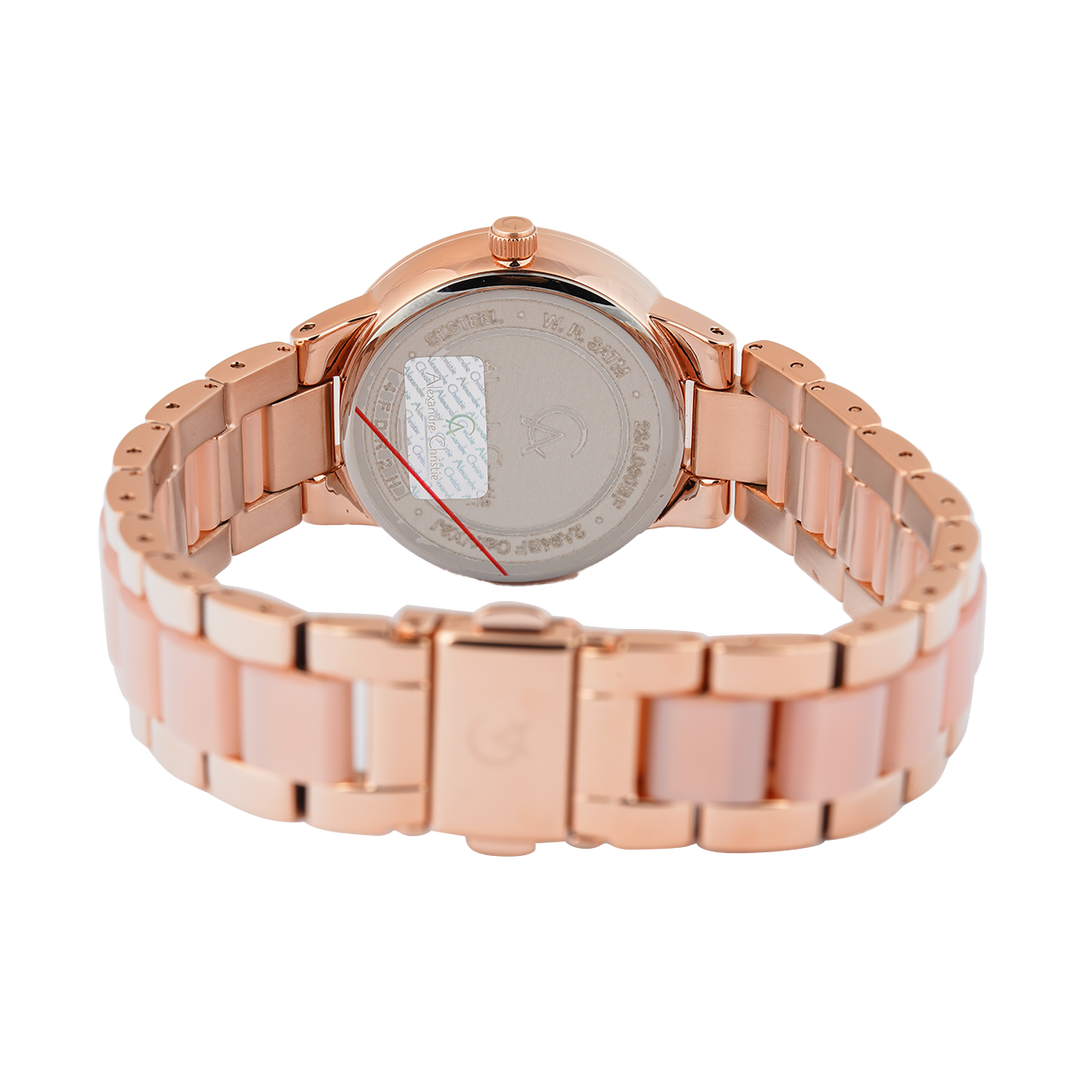 Jam Tangan Alexandre Christie Passion AC 2A94 BFBRGPN Women Light Pink Dial Dual Tone Stainless Steel with Ceramic Strap