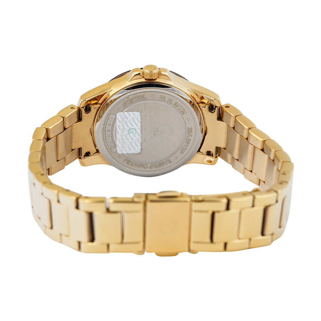 Jam Tangan Alexandre Christie Passion AC 2A95 BFBGPBO Women Brown Dial Gold Stainless Steel Strap