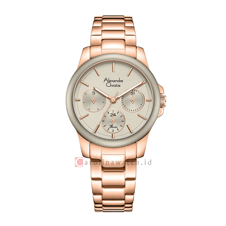 Jam Tangan Alexandre Christie Passion AC 2A95 BFBRGGR Women Grey Dial Rose Gold Stainless Steel Strap