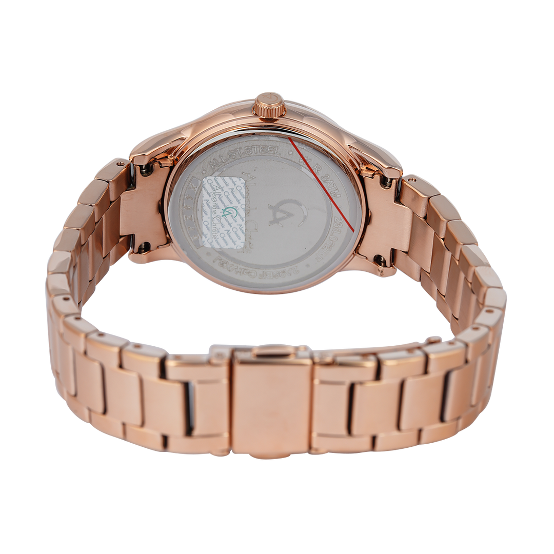 Jam Tangan Alexandre Christie Passion AC 2A96 BFBRGGR Women Grey Dial Rose Gold Stainless Steel Strap
