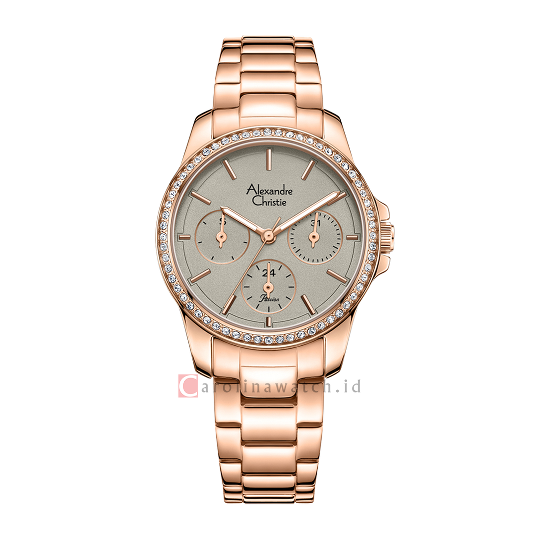 Jam Tangan Alexandre Christie Passion AC 2A97 BFBRGGR Women Grey Dial Rose Gold Stainless Steel Strap