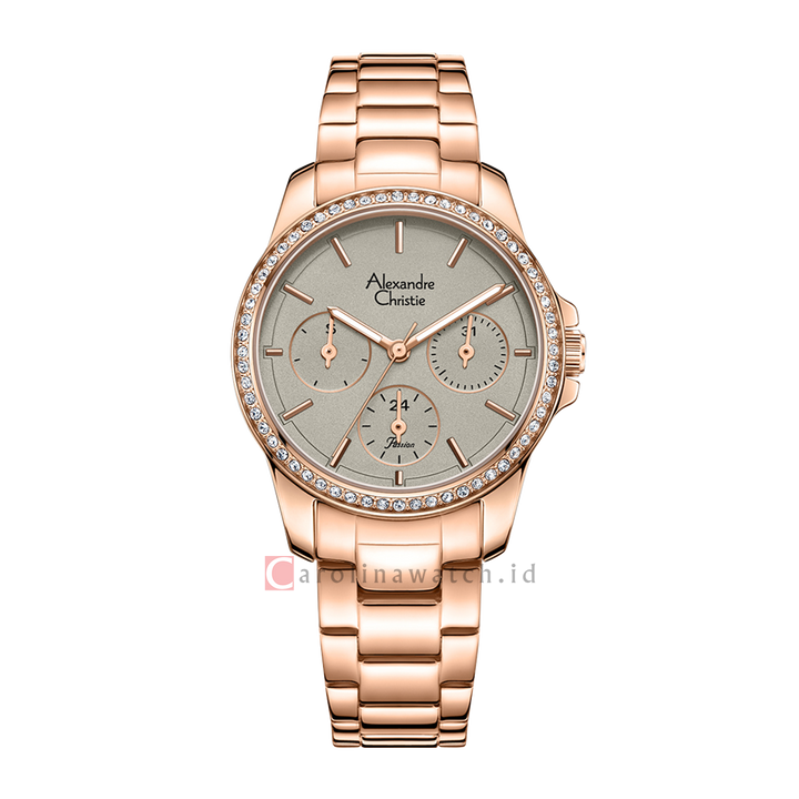 Jam Tangan Alexandre Christie Passion AC 2A97 BFBRGGR Women Grey Dial Rose Gold Stainless Steel Strap