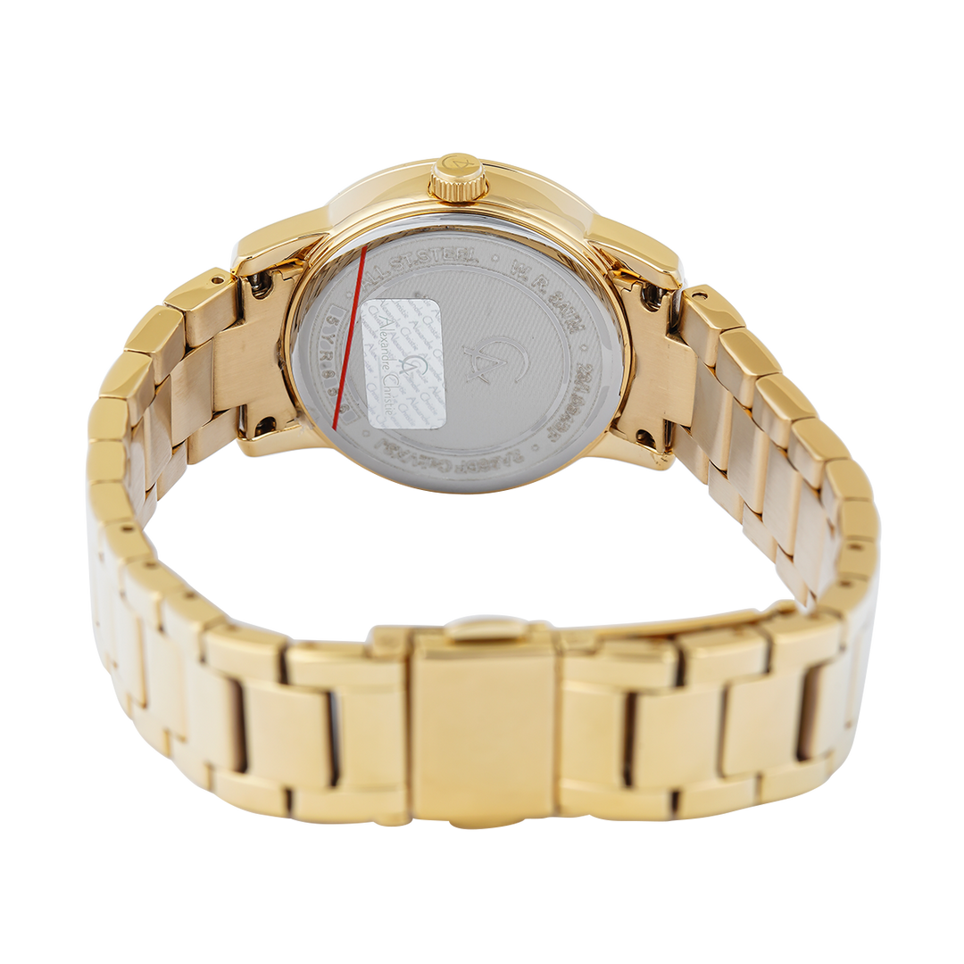 Jam Tangan Alexandre Christie Passion AC 2A98 BFBGPIV Women Gold Dial Gold Stainless Steel Strap