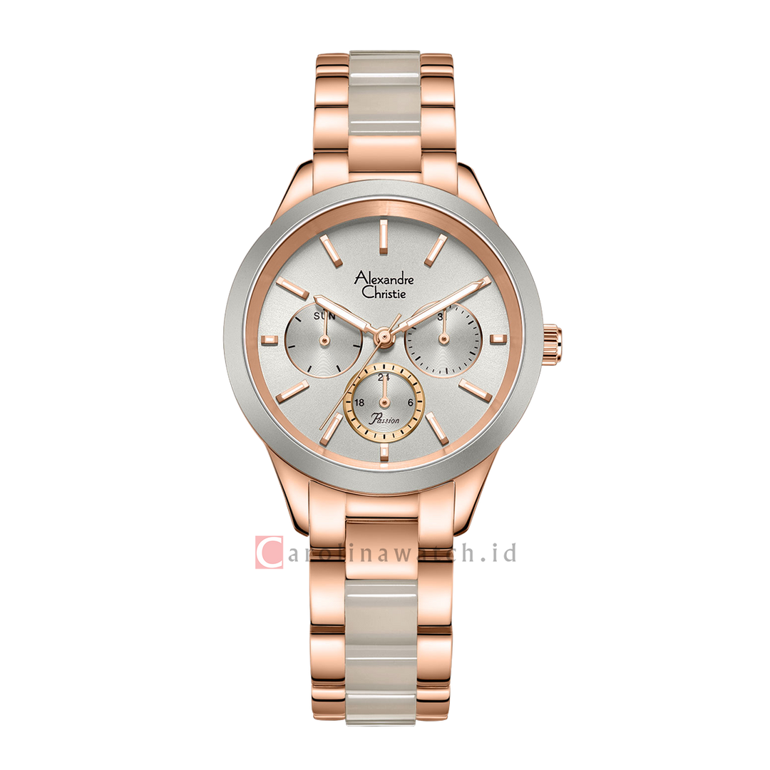 Jam Tangan Alexandre Christie Passion AC 2B01 BFBRGGR Women Grey Dial Dual Tone Stainless Steel with Ceramic Strap