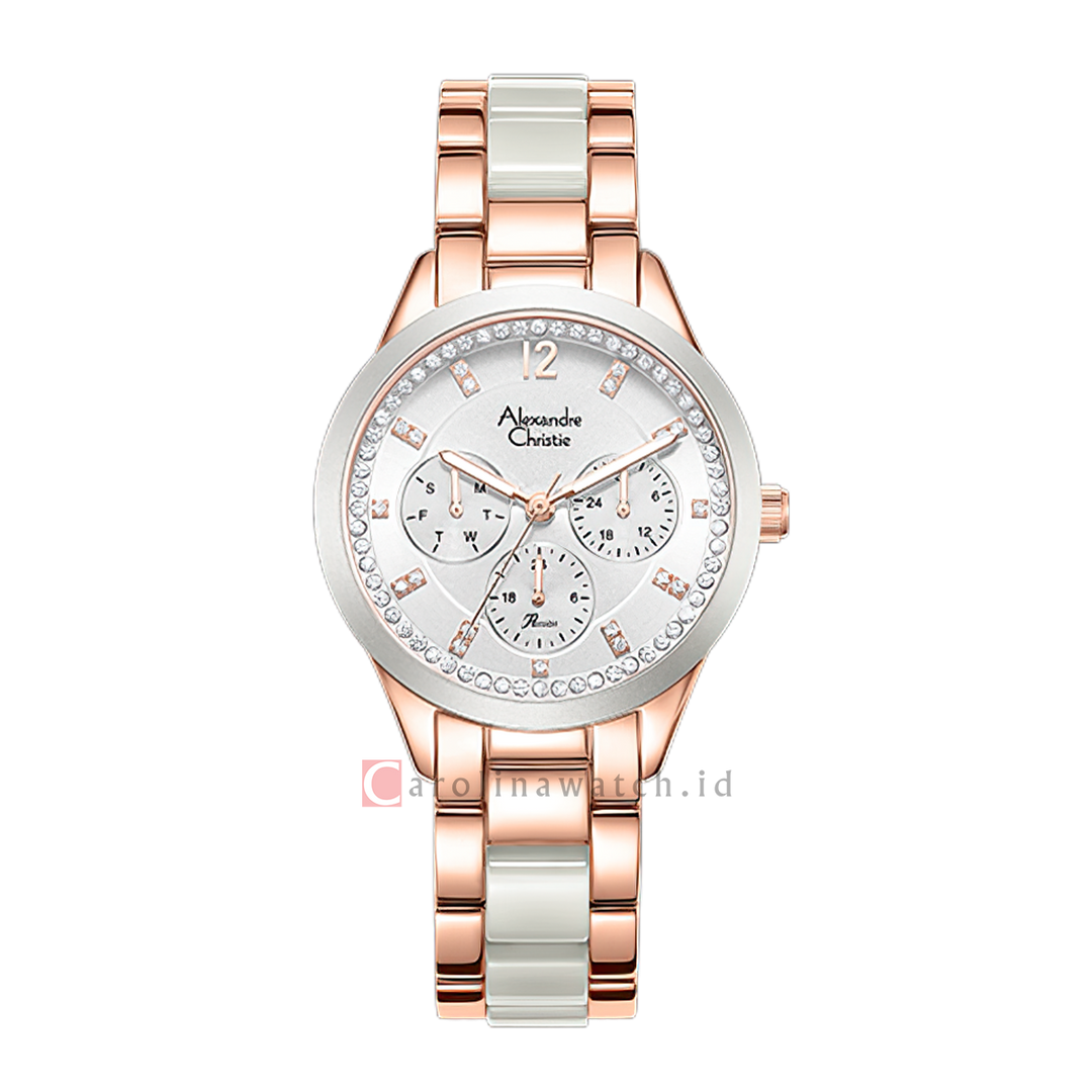 Jam Tangan Alexandre Christie Passion AC 2B01 BFBRGSLDR Women Silver Dial Dual Tone Stainless Steel Strap
