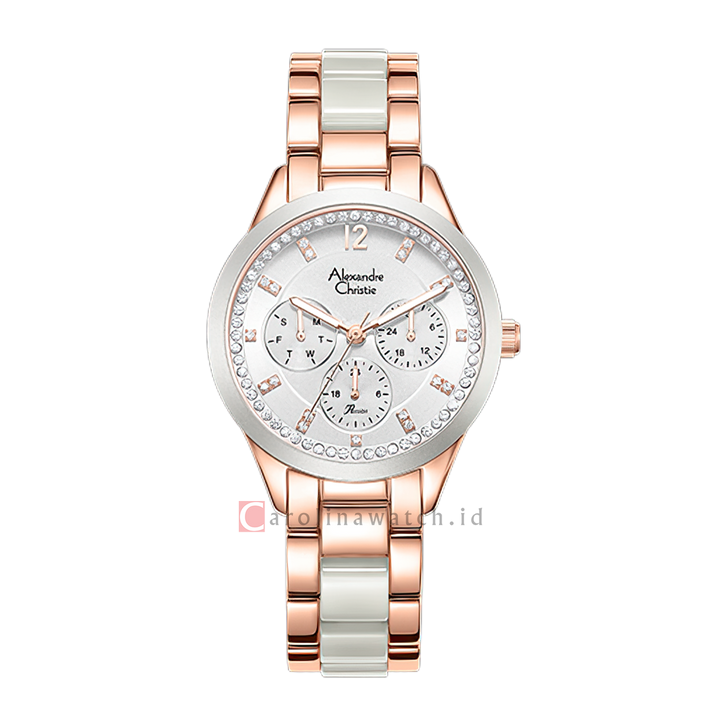 Jam Tangan Alexandre Christie Passion AC 2B01 BFBRGSLDR Women Silver Dial Dual Tone Stainless Steel Strap