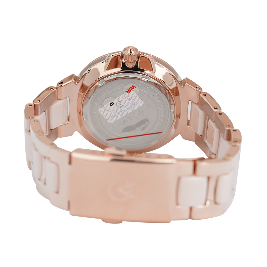 Jam Tangan Alexandre Christie Multifunction AC 2B02 BFBRGIV Women Pink Dial Dual Tone Stainless Steel With Ceramic Strap