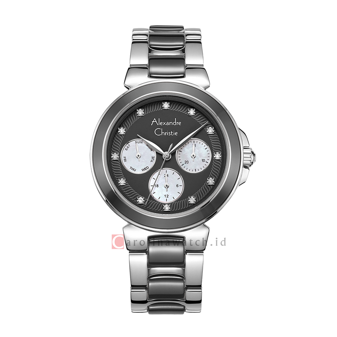 Jam Tangan Alexandre Christie Multifunction AC 2B02 BFBSSGR Women Grey Dial Dual Tone St. Steel With Ceramic Strap