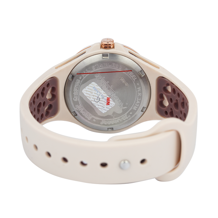 Jam Tangan Alexandre Christie Multifunction Love Series AC 2B04 BFRRGIV Women Beige Pattern Dial Beige Rubber Strap