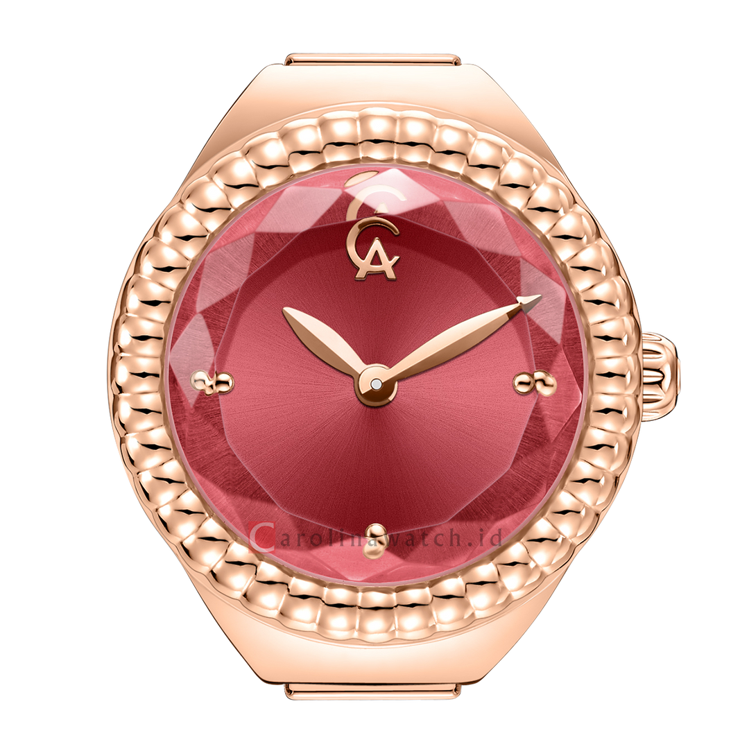 Jam Tangan Alexandre Christie Ring Watch AC 2B07 LHBRGRE Women Red Dial Rose Gold Stainless Steel Strap