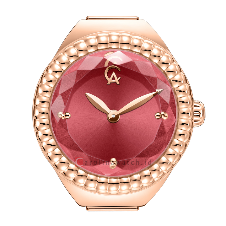 Jam Tangan Alexandre Christie Ring Watch AC 2B07 LHBRGRE Women Red Dial Rose Gold Stainless Steel Strap