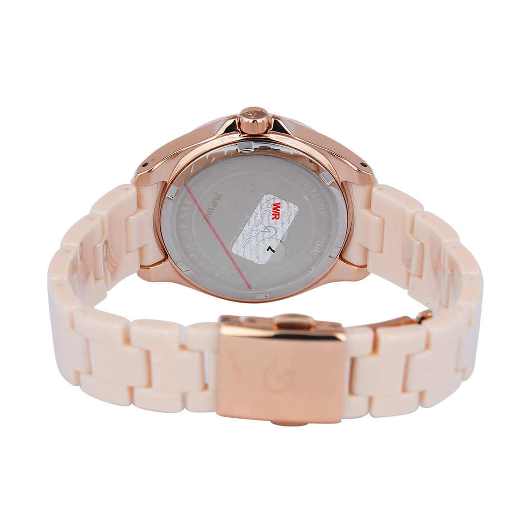 Jam Tangan Alexandre Christie Classic AC 2B08 BFBRGPN Women Peachy Pink Dial Peachy Pink Ceramic Strap