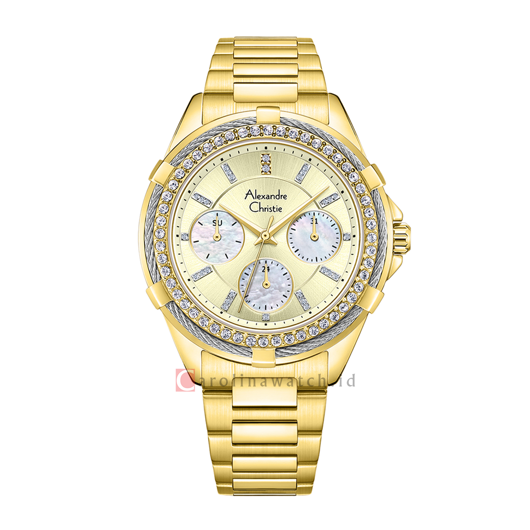 Jam Tangan Alexandre Christie Multifunction AC 2B09 BFBGPIV Women Gold MOP Dial Gold Stainless Steel Strap