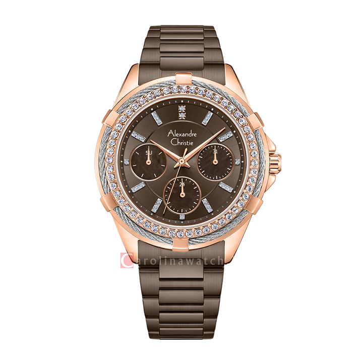 Jam Tangan Alexandre Christie Classic AC 2B09 BFBROBO Women Brown MOP Dial Brown Stainless Steel Strap