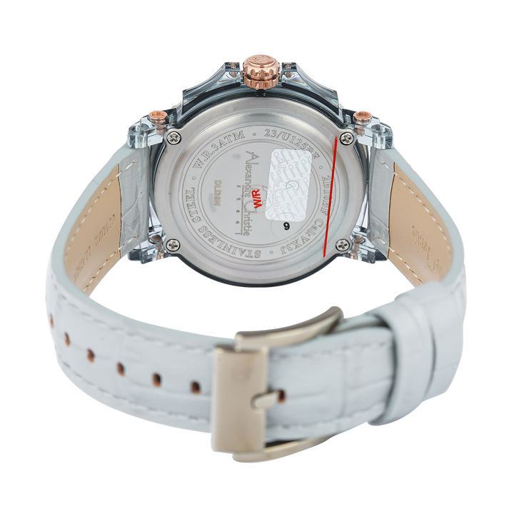 Jam Tangan Alexandre Christie Multifunction AC 2B10 BFLGRBU Women Blue Patterned Dial Blue Leather Strap
