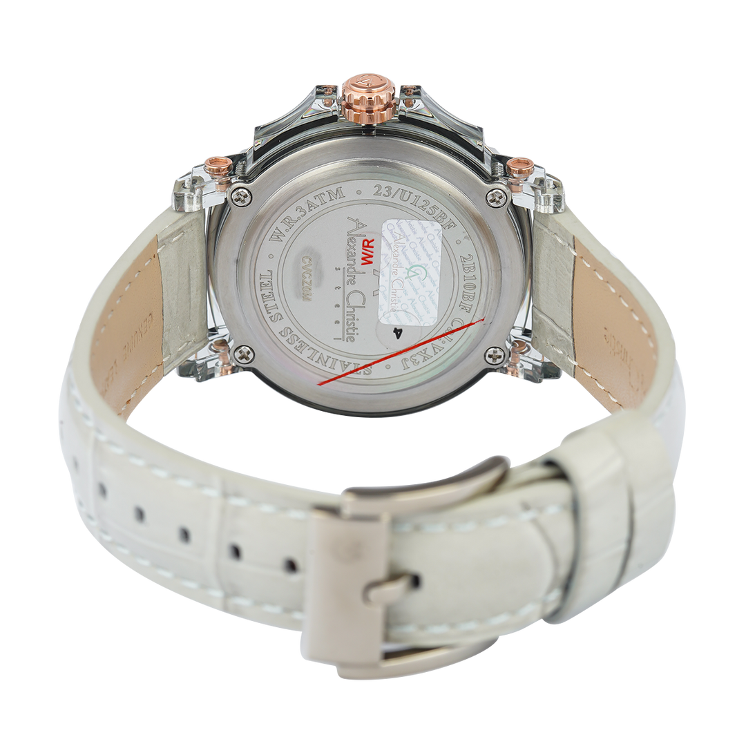 Jam Tangan Alexandre Christie Multifunction AC 2B10 BFLGRGR Women Green Patterned Dial Green Leather Strap