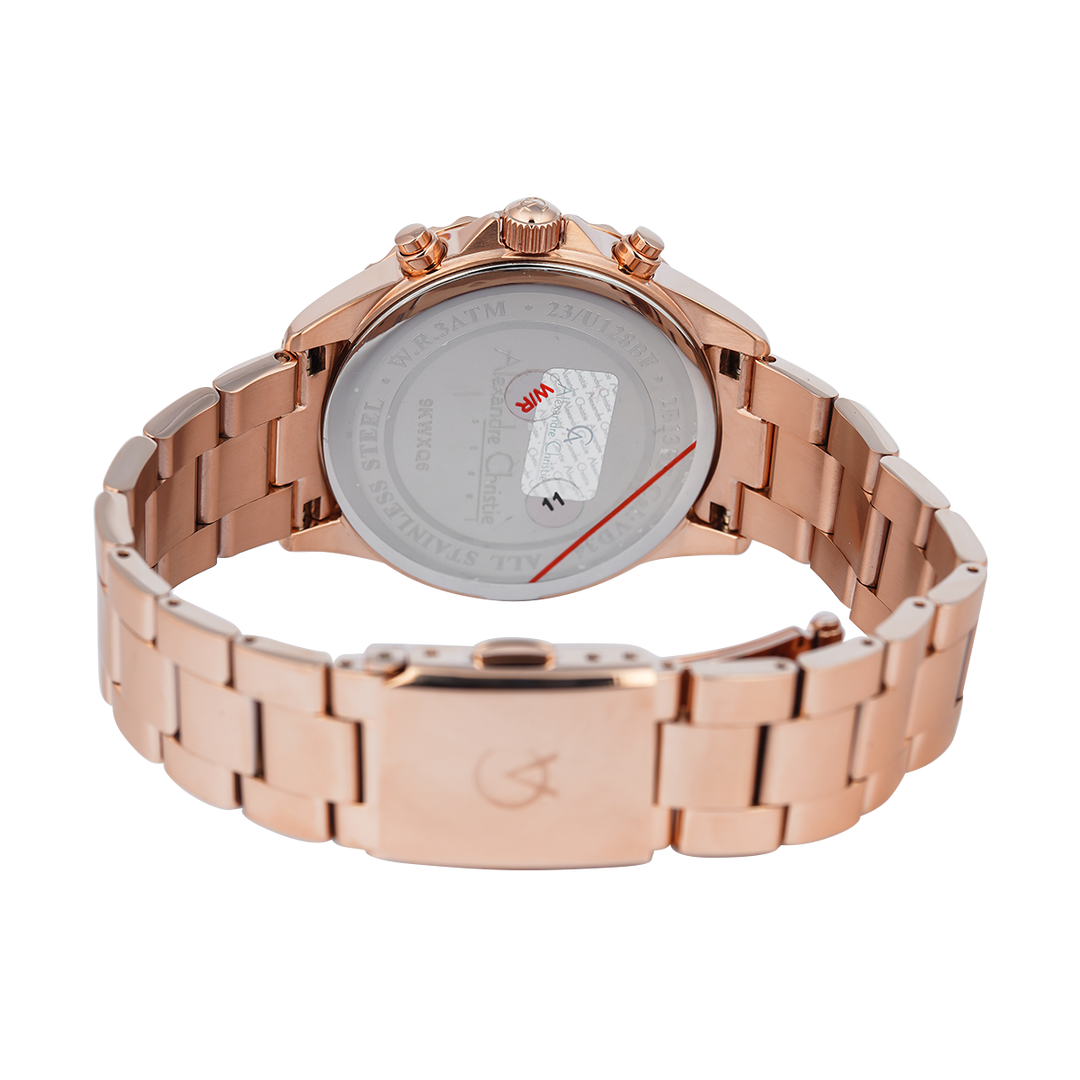 Jam Tangan Alexandre Christie AC 2B13 BFBRGPNSL Women Pink Dial Rose Gold Stainless Steel Strap