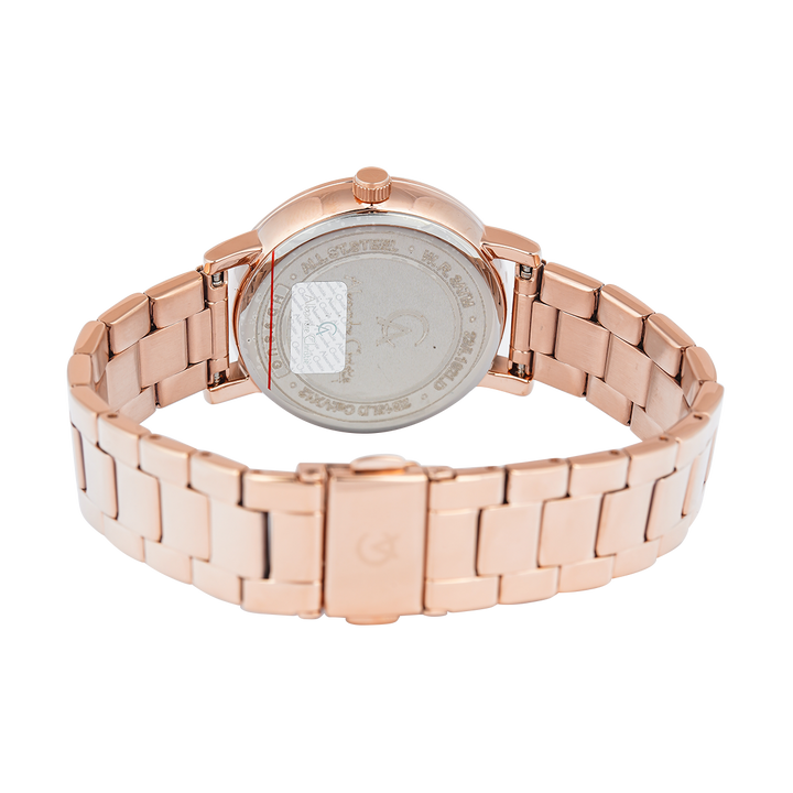 Jam Tangan Alexandre Christie AC 2B15 LDBRGLN Women Gold Patterned Dial Rose Gold Stainless Steel Strap