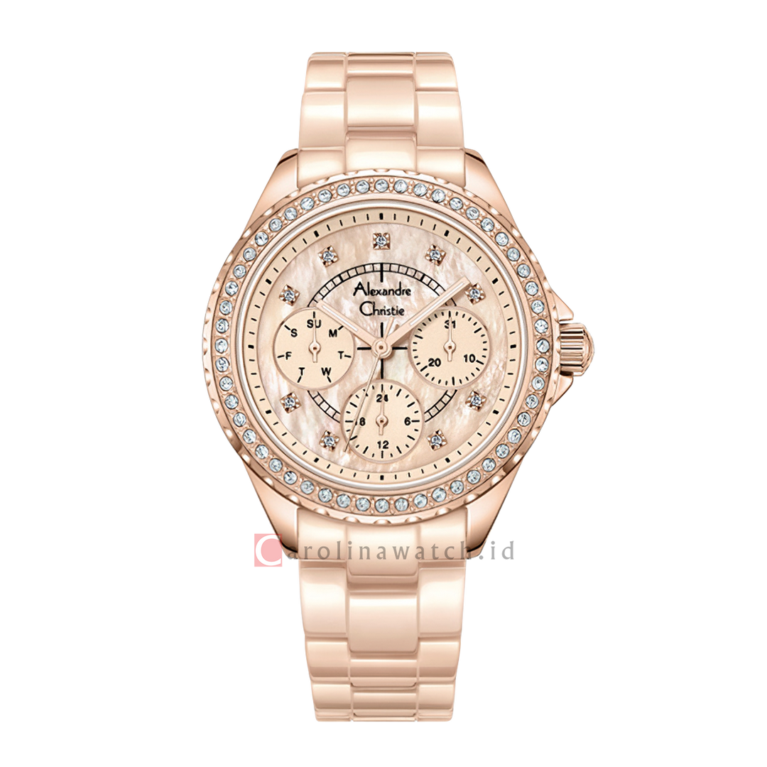 Jam Tangan Alexandre Christie AC 2B16 BFBRGMN Women Rose Gold Pattern Dial Rose Gold Stainless Steel Strap