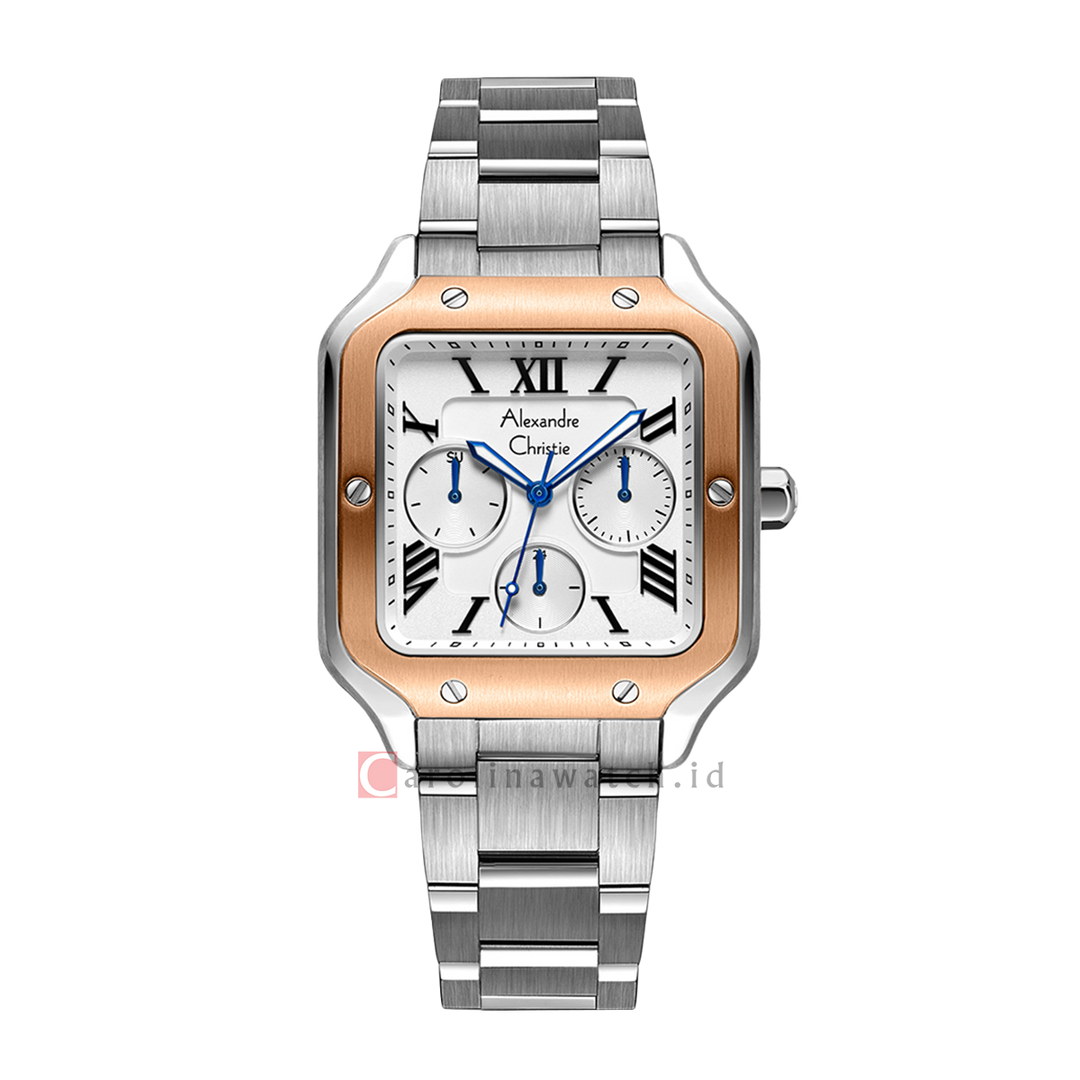 Jam Tangan Alexandre Christie Multifunction AC 2B18 BFBTRSLBA Women White Dial Stainless Steel Strap