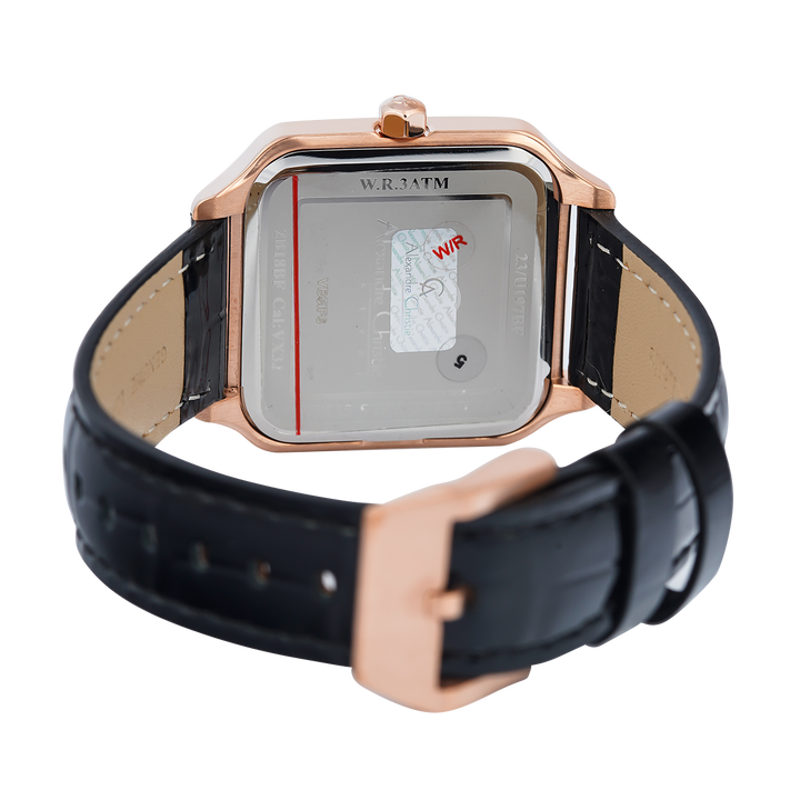 Jam Tangan Alexandre Christie Multifunction AC 2B18 BFLRGSLBA Women White Dial Black Leather Strap