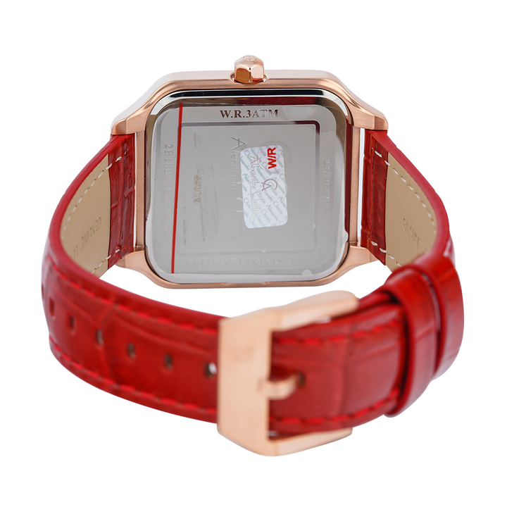 Jam Tangan Alexandre Christie Multifunction AC 2B18 BFLRGSLRE Women White Dial Red Leather Strap